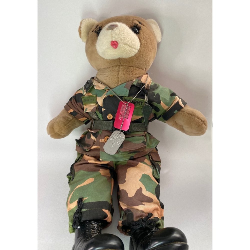 Bear Force of America Doll Vintage Army in Full Uniform with Dog Tags Lipstick